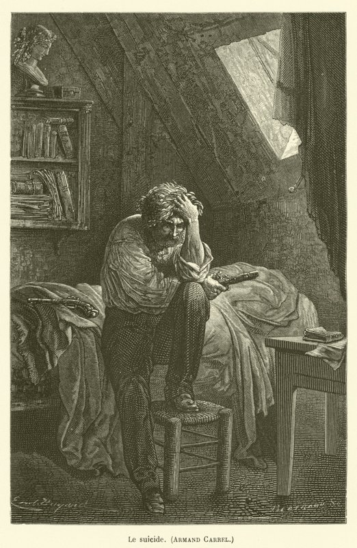 Itsemurha, Armand Carrel tekijältä after Emile Antoine Bayard