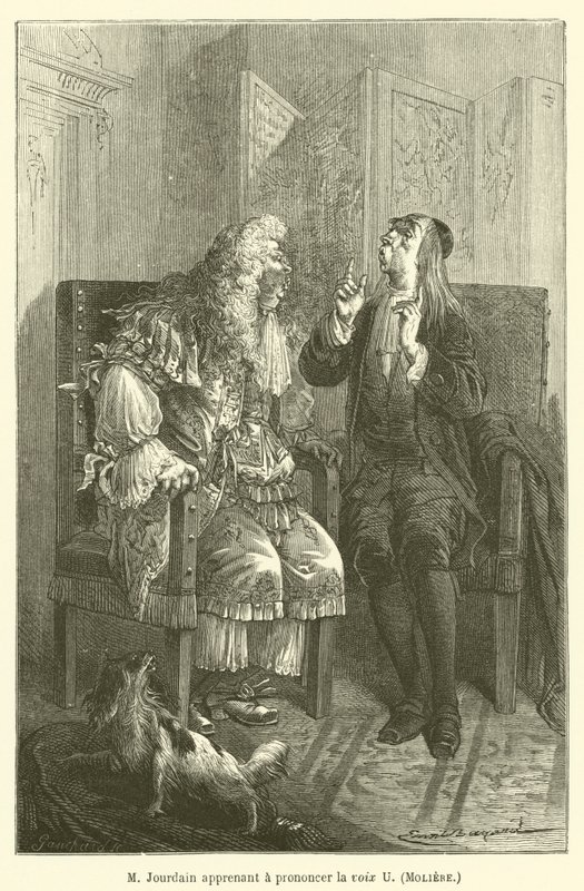 M Jourdain oppii ääntämään ääntä U, Moliere tekijältä after Emile Antoine Bayard