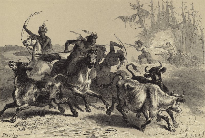 Intiaanit ryöstävät Etelä-Carolinan viljelmiä tekijältä after Felix Octavius Carr Darley