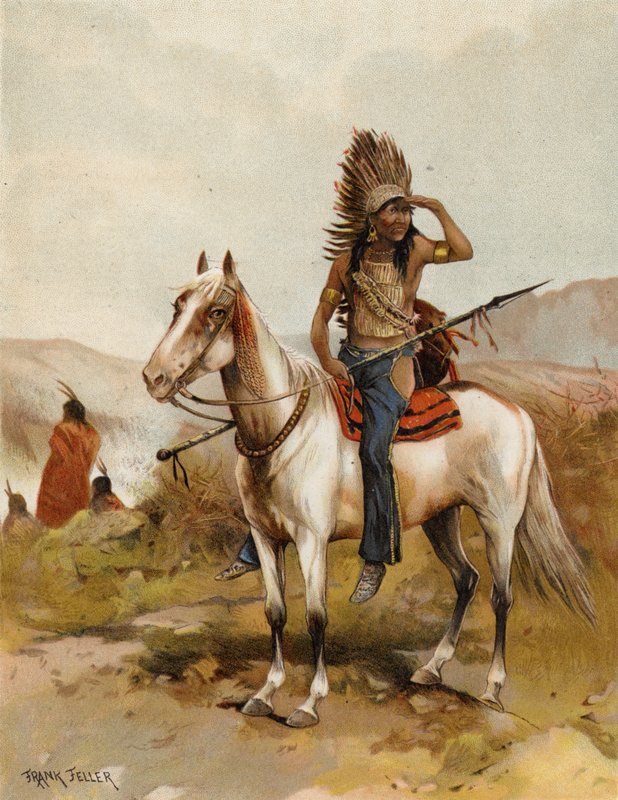 Sioux-intiaanipäällikkö (chromolitho) tekijältä after Frank Feller