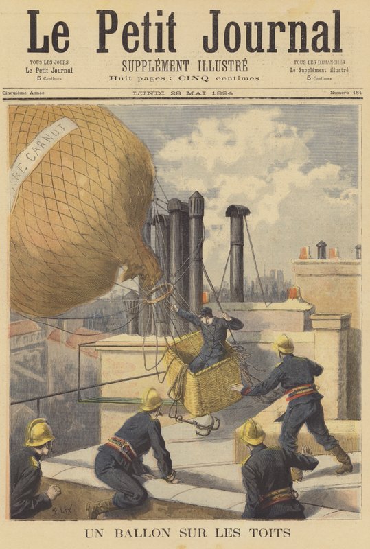 Ilmapallo törmäsi laskuun Pariisin katoilla tekijältä after Frederic Theodore Lix
