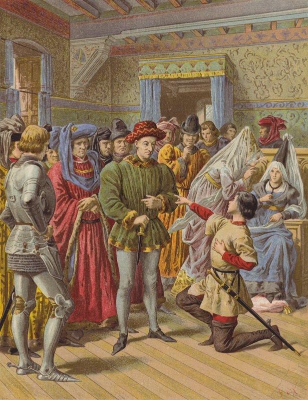 Jeanne DArc Chinonissa (chromolitho) tekijältä after Frederic Theodore Lix