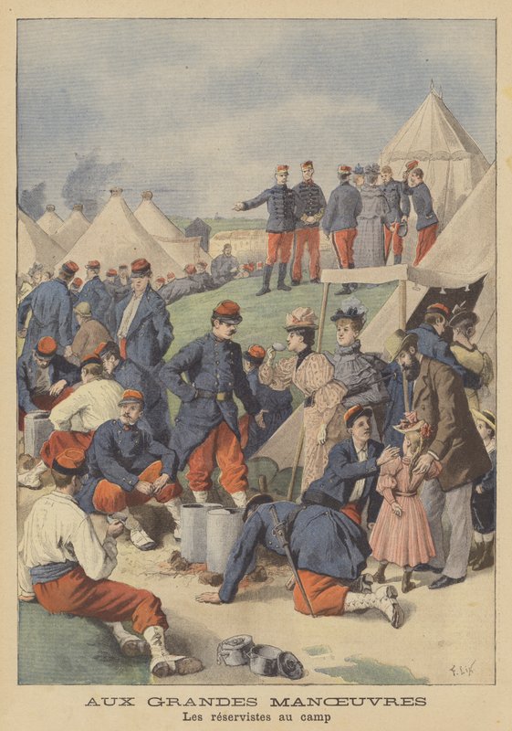 Reserviläiset leirillä Ranskan armeijan suuroperaatioiden aikana tekijältä after Frederic Theodore Lix