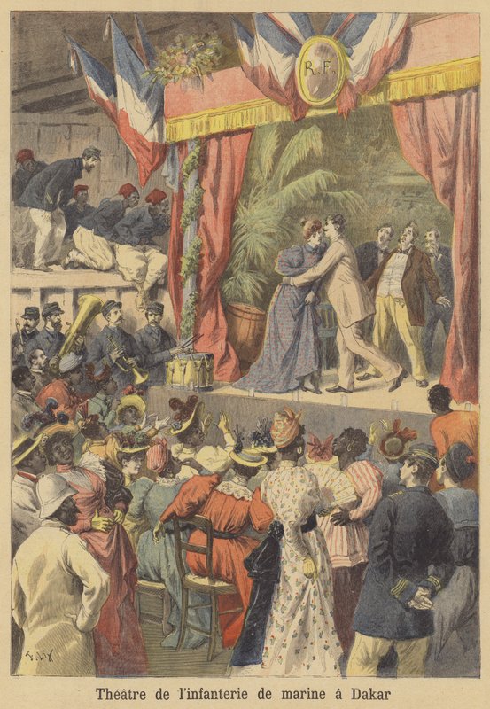 Ranskan merijalkaväen teatteri Dakarissa, Senegalissa tekijältä after Frederic Theodore Lix