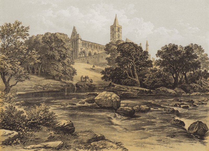Dunblanen katedraali, Perthshire (chromolitho) tekijältä after George Cattermole