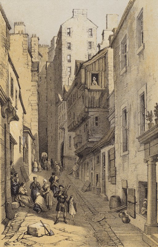 Fleshmarket Close, Edinburgh (chromolitho) tekijältä after George Cattermole