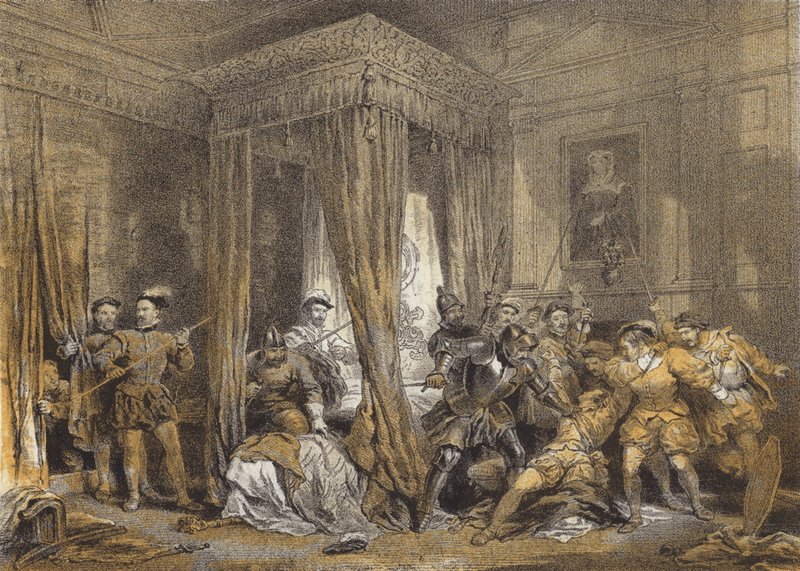 Queen Marys Bed-Chamber, Holyrood (chromolitho) tekijältä after George Cattermole