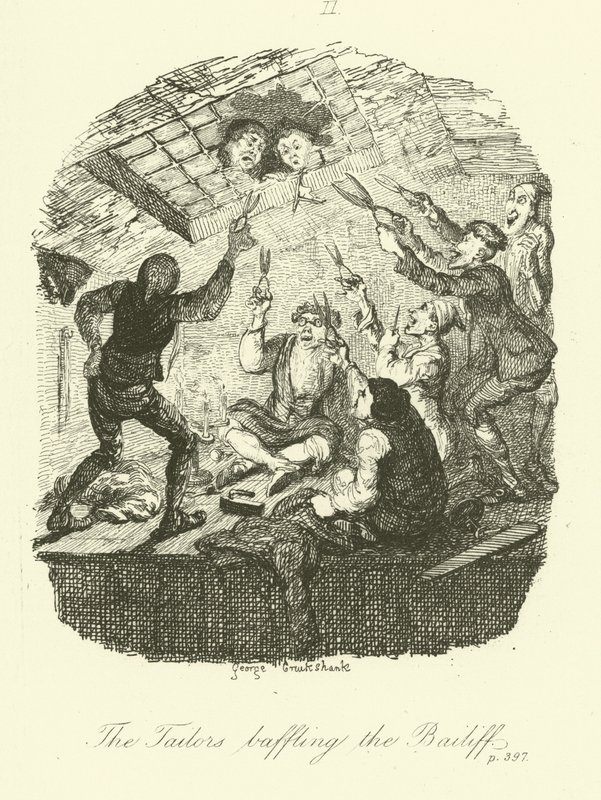 Tobias Smollettin kuvitus Peregrine Pickle -teokseen. tekijältä after George Cruikshank