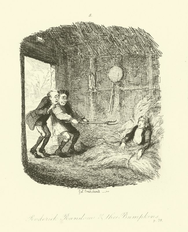 Tobias Smollettin Roderick Random -teoksen kuvitus. tekijältä after George Cruikshank