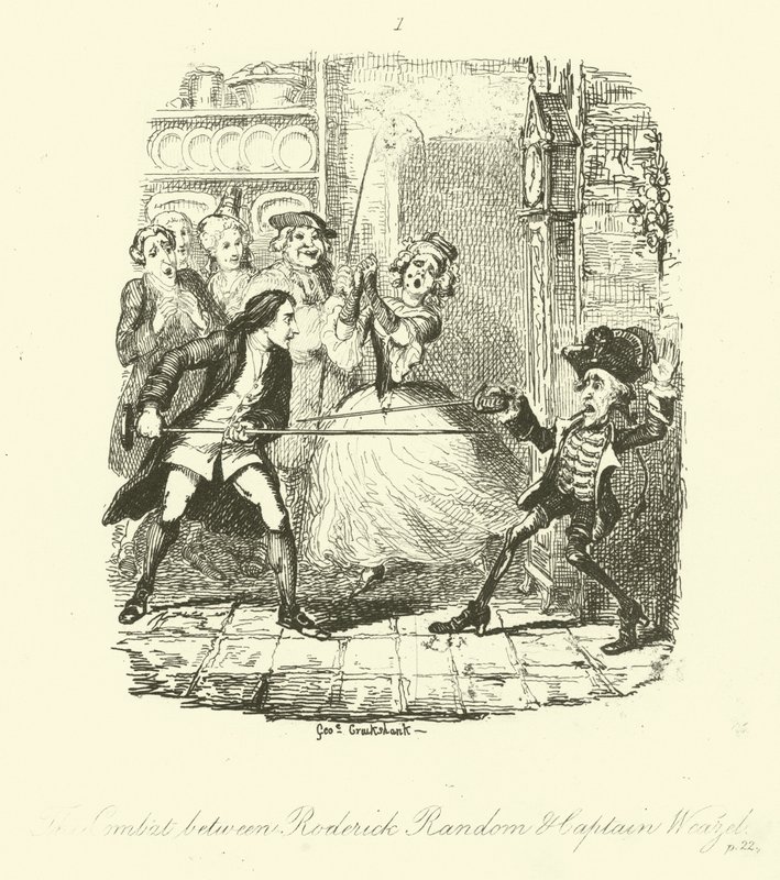 Tobias Smollettin kuvitus Roderick Randomille tekijältä after George Cruikshank