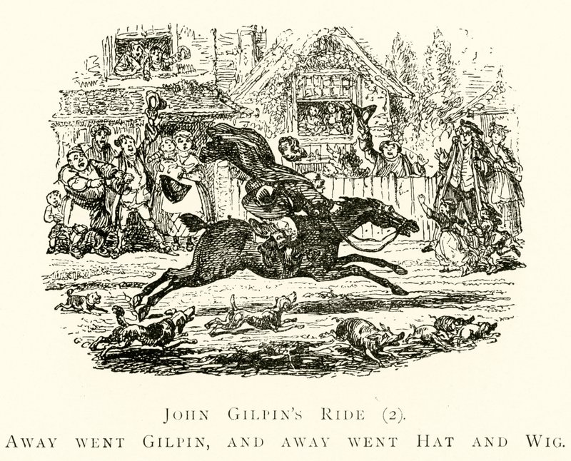 John Gilpins Ride (2), Pois lähti Gilpin ja pois menivät Hattu ja peruukki tekijältä after George Cruikshank