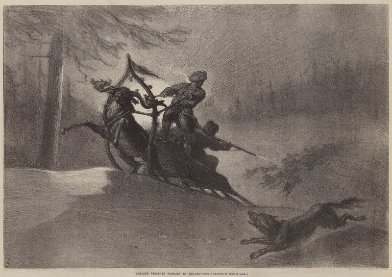 Lapin talonpojat susien takaa tekijältä Gustave after Dore