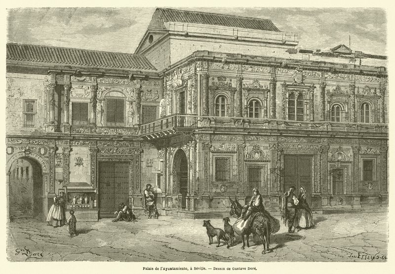 Palais de lAy Ayuntamiento, Sevilla tekijältä Gustave after Dore