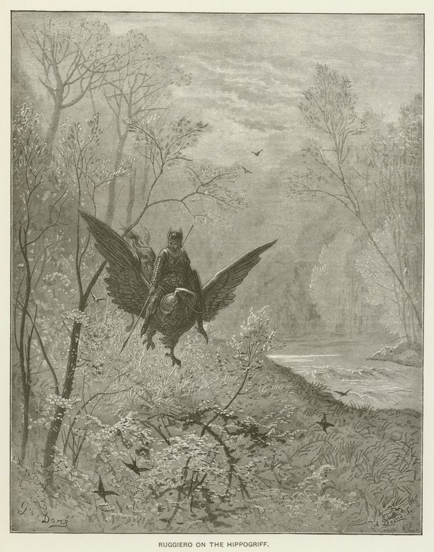 Ruggiero Hippogriffilla tekijältä Gustave after Dore