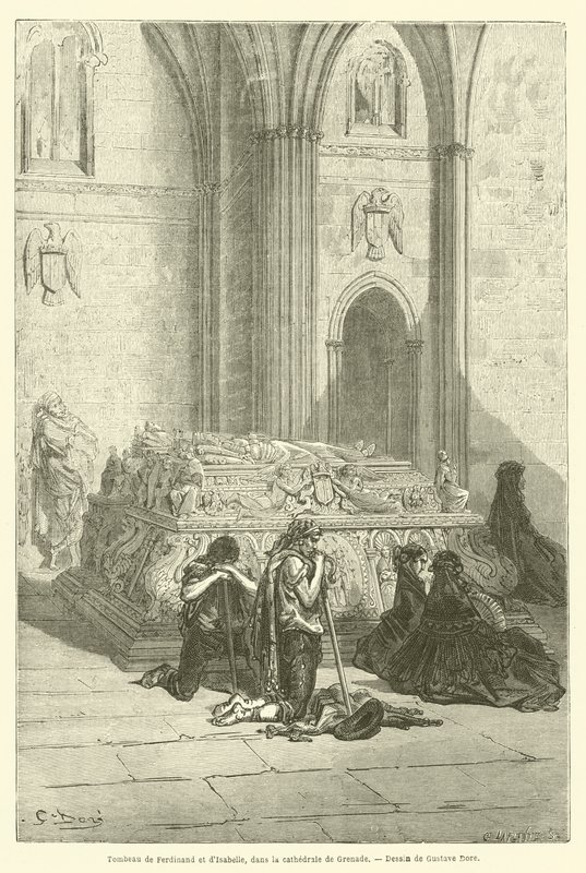Ferdinandin ja Isabellan hauta Granadan katedraalissa tekijältä Gustave after Dore