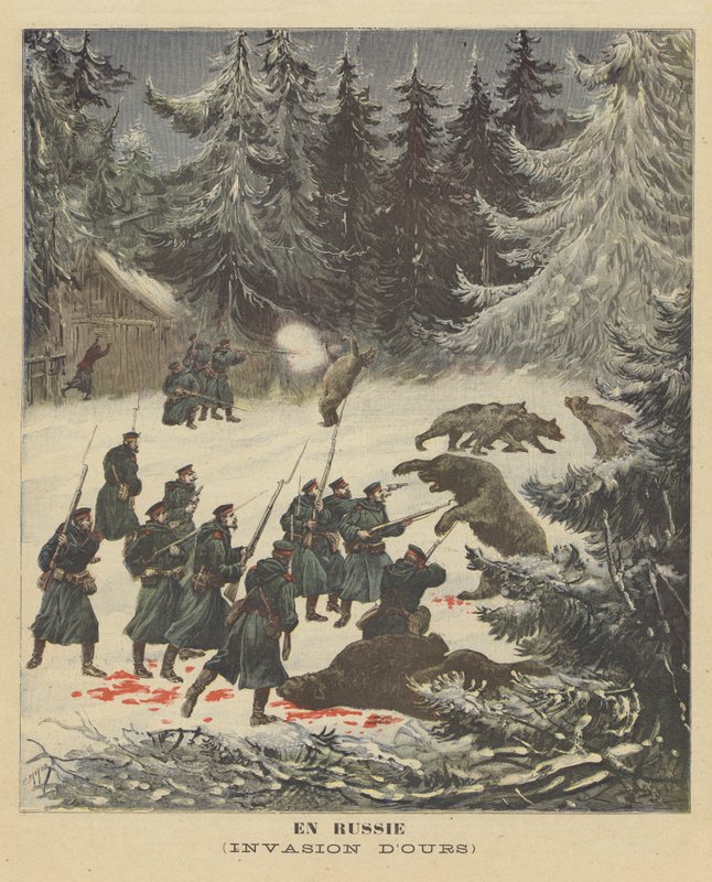 Karhujen hyökkäys Venäjälle tekijältä after Henri Meyer
