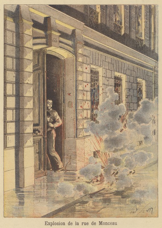 Räjähdys Rue de Monceaulla tekijältä after Henri Meyer