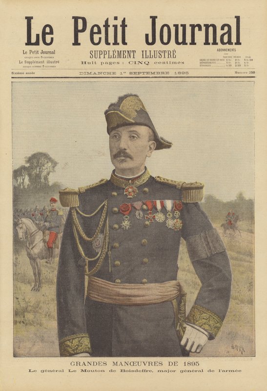 Ranskan armeijan suuret liikkeet 1895. Kenraali Le Mouton de Boisdeffre tekijältä after Henri Meyer