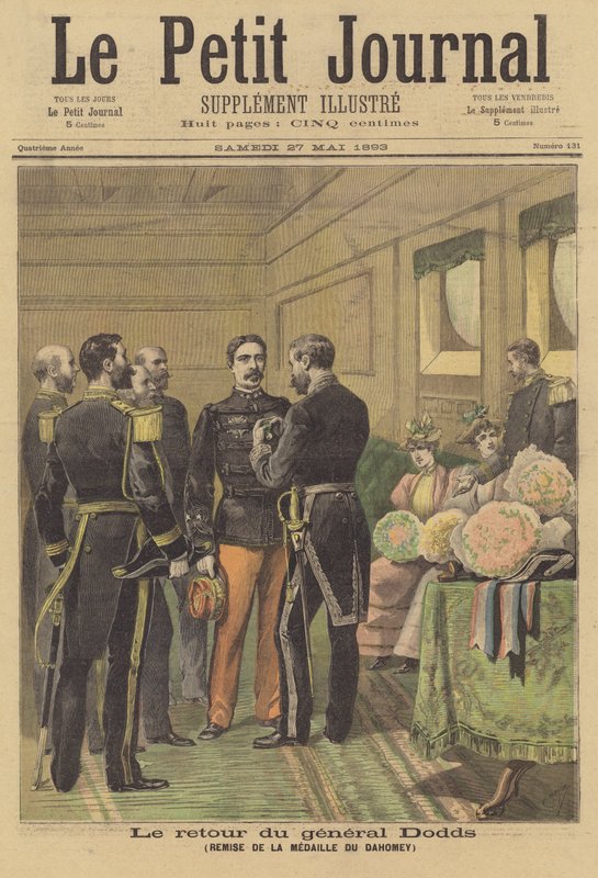 Kenraali Dodds saa Dahomey-mitalin palattuaan Ranskaan tekijältä after Henri Meyer