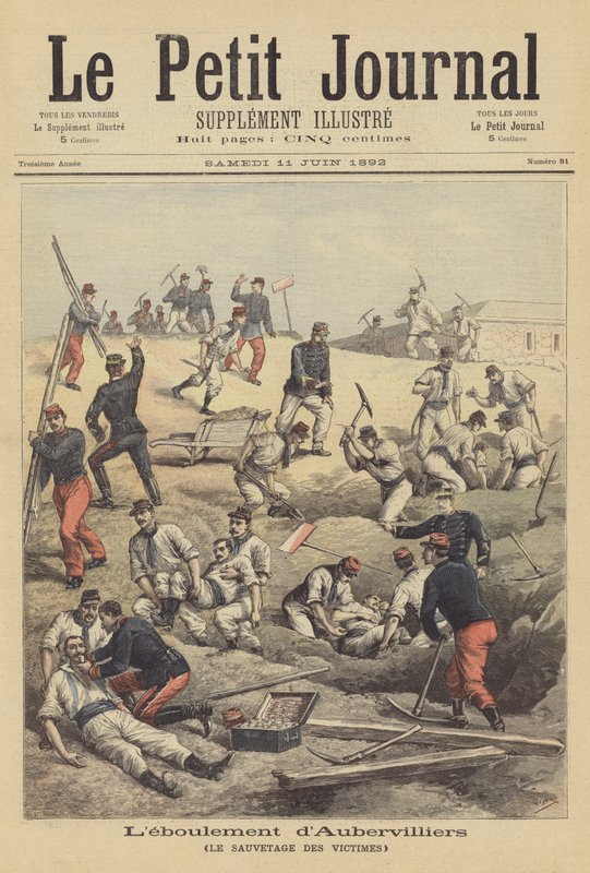 Aubervilliersin maanvyörymän uhrien pelastus tekijältä after Henri Meyer