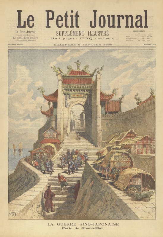 Kiinan ja Japanin sota. Shanghain portti tekijältä after Henri Meyer