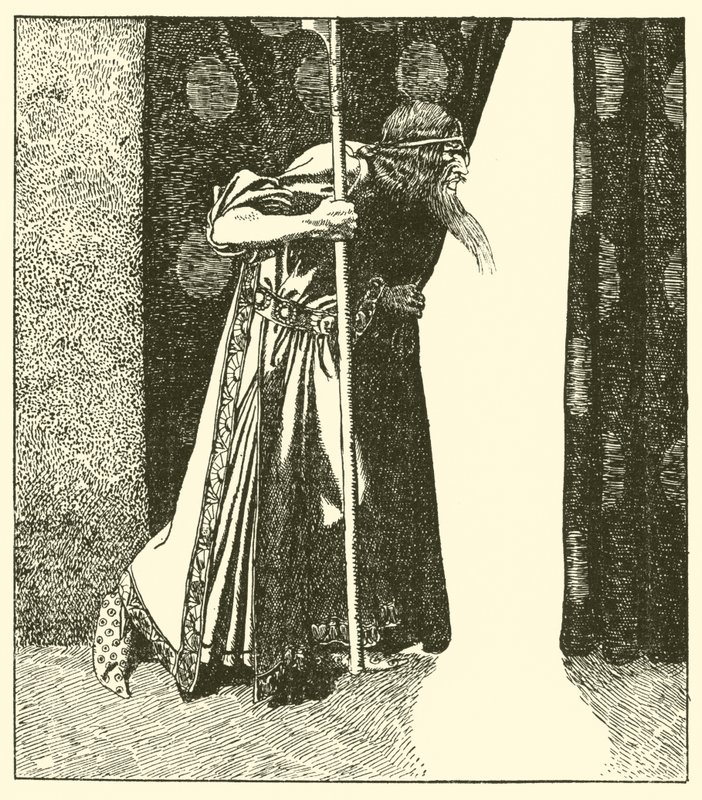 Kuningas Mark pohtii pahaa tekijältä after Howard Pyle
