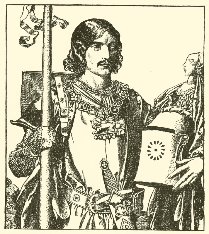 Sir Launcelot järvestä tekijältä after Howard Pyle