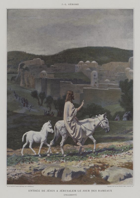 Yksityiskohta Kristuksen saapumisesta Jerusalemiin palmusunnuntaina tekijältä after Jean Leon Gerome