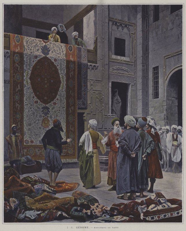 Mattojen myyjä Kairossa tekijältä after Jean Leon Gerome