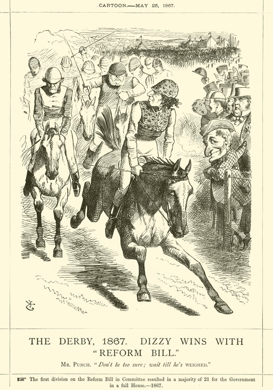 The Derby, 1867, Dizzy voittaa Reform Billin kanssa tekijältä after John Tenniel