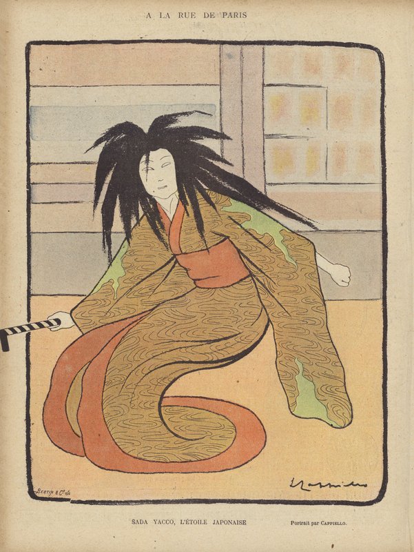 Sada Yacco, kuvitus Le Rirelle tekijältä after Leonetto Cappiello