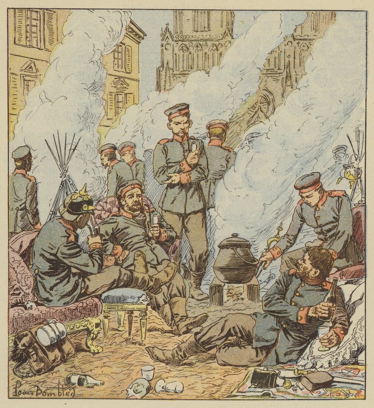 Orleansin taistelun jälkeen saksalaiset kaupungin kaduilla tekijältä after Louis Charles Bombled