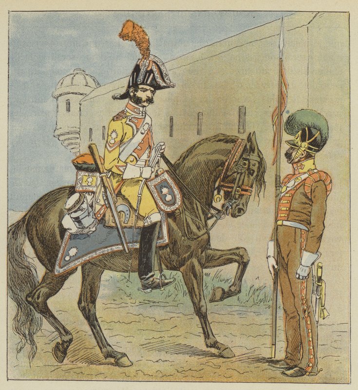 Espanjan armeija, lohikäärme, 1er-rykmentti, Lancier, 1er-rykmentti, de la Manche tekijältä after Louis Charles Bombled