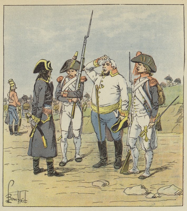 Bonaparte kuulustelee suurta itävaltalaista vankimajuria tekijältä after Louis Charles Bombled