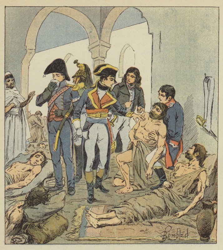Bonaparte vierailee Jaffan vitsauksissa tekijältä after Louis Charles Bombled