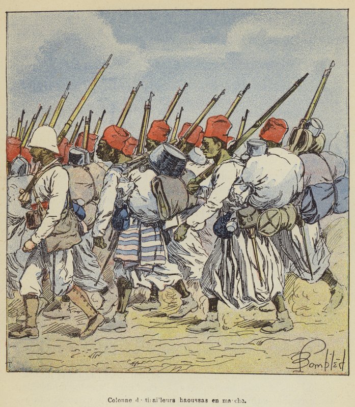 Hausa-kahaajien kolonni marssilla tekijältä after Louis Charles Bombled