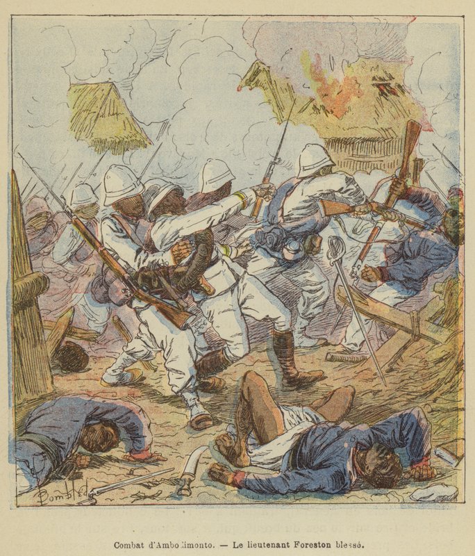 Ambodimonton tappelu, luutnantti Foreston haavoittui tekijältä after Louis Charles Bombled