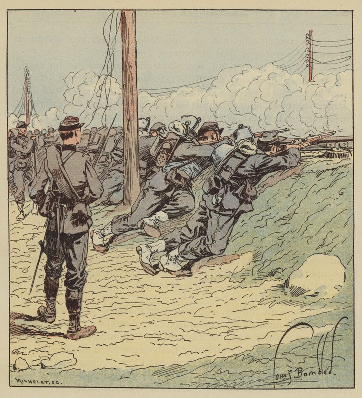 Combat dArtenay, 8. chasseurs de marche -pataljoona sijoitettuna tien pengerrykseen? tekijältä after Louis Charles Bombled