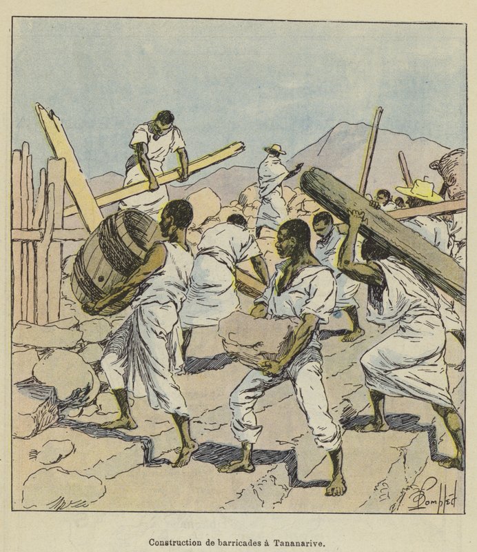 Barrikadien rakentaminen Tananariveen tekijältä after Louis Charles Bombled