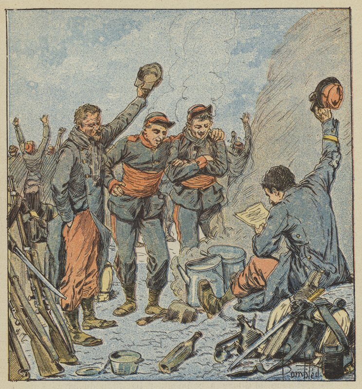 Joukkojen innostus kenraali Ducrotin voitokkaan poistumisen ilmoituksesta tekijältä after Louis Charles Bombled
