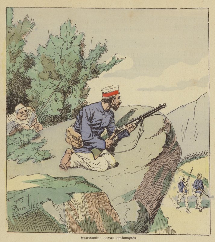 Hovas väijyttää jalkaväkeä tekijältä after Louis Charles Bombled