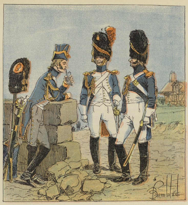 Keisarillinen vartija, Grenadiers, Riisuutuminen, Koko mekko, Maalaismekko tekijältä after Louis Charles Bombled