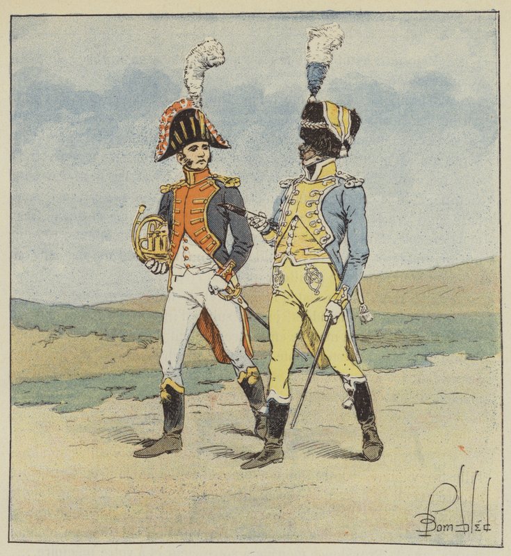 Keisarillinen kaarti, 1. ja 2. kranadierirykmenttien muusikot tekijältä after Louis Charles Bombled