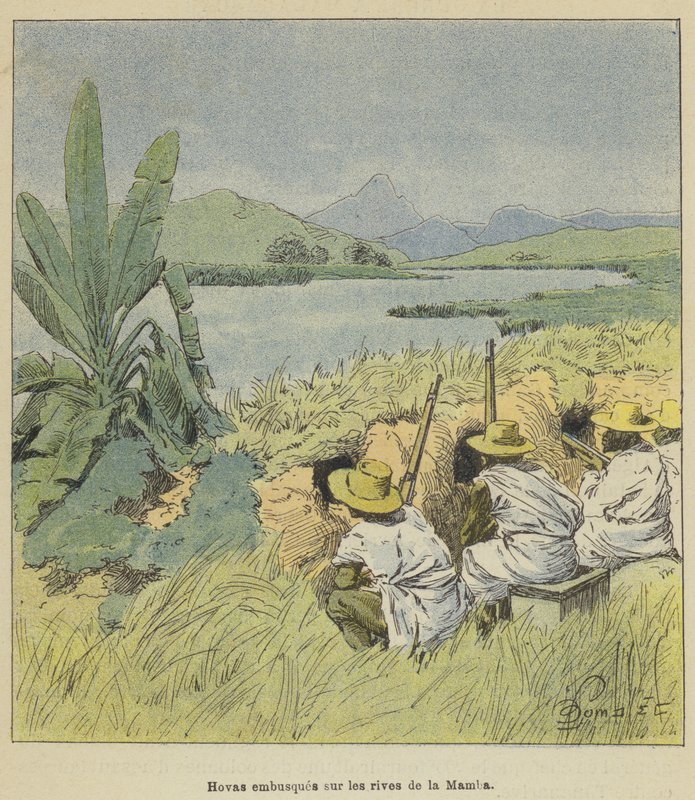 Hovas väijyy Mamban rannalla tekijältä after Louis Charles Bombled