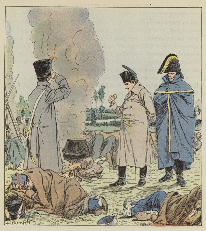 Keisari bivouacissa Sambren rannalla tekijältä after Louis Charles Bombled