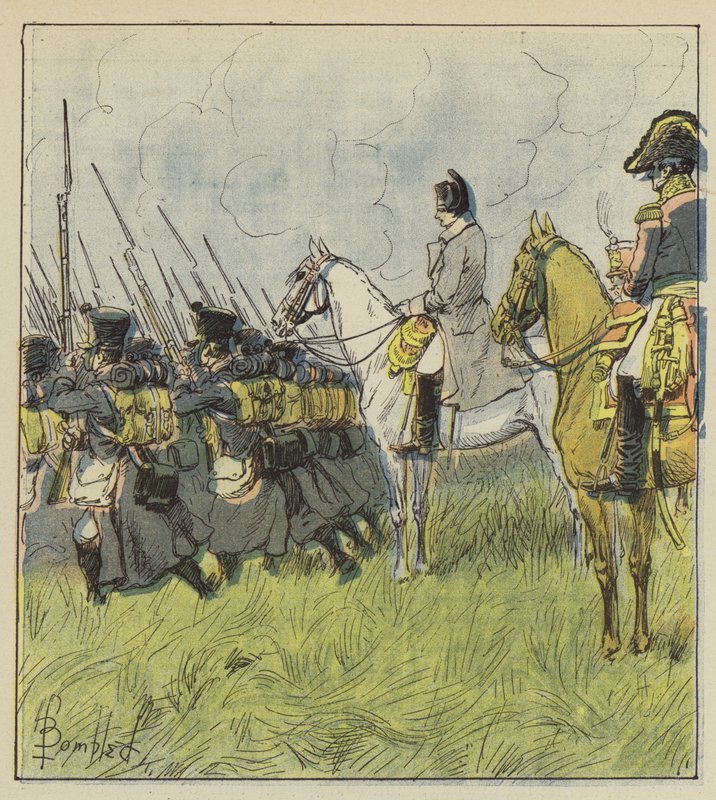Keisari pohtii varusmiehiä taistelussa tekijältä after Louis Charles Bombled