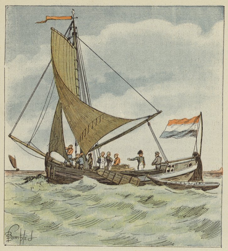 Keisari lahjoittaa veneen hollantilaiselle luotsille tekijältä after Louis Charles Bombled