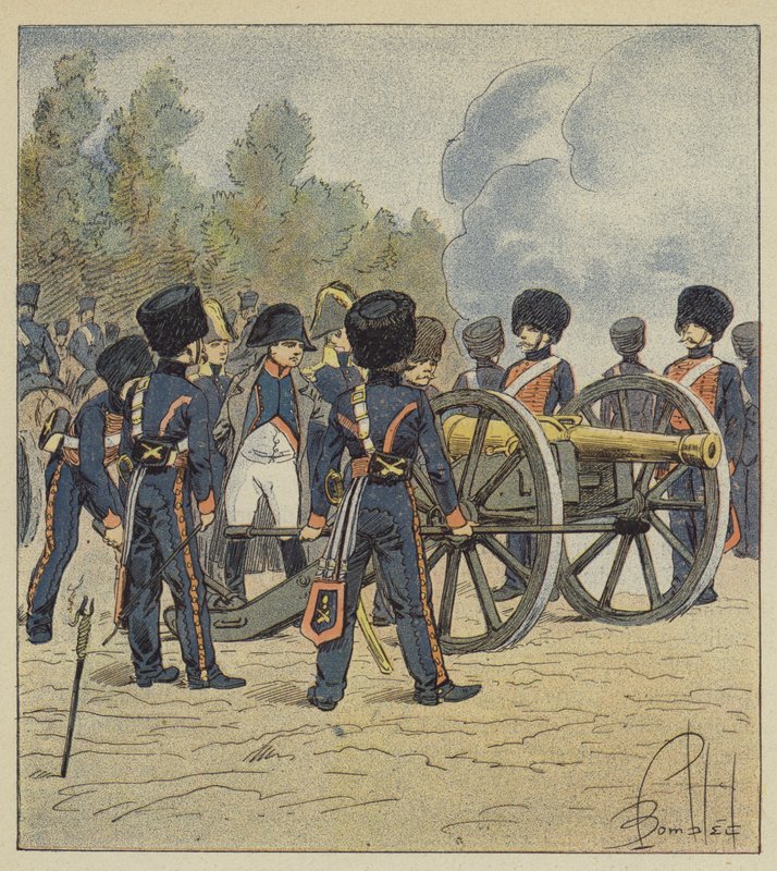 Keisari itse osoittaa vartijan palaset Montereaussa tekijältä after Louis Charles Bombled