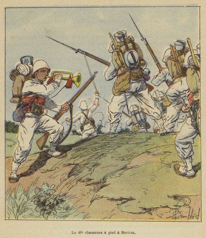 40. metsästäjät jalkaisin Beritzassa tekijältä after Louis Charles Bombled