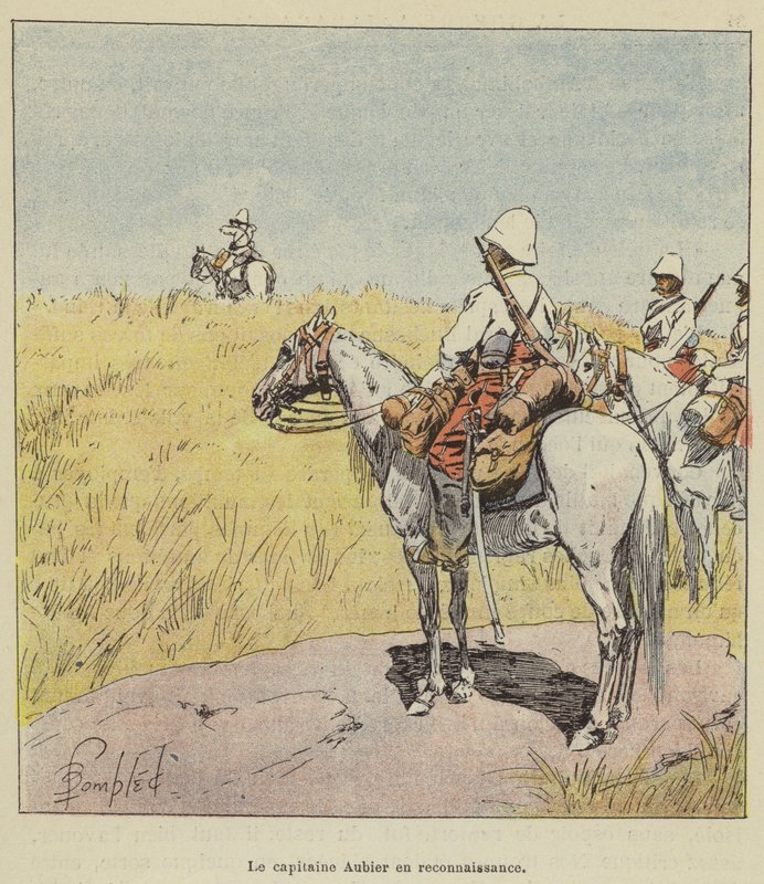 Kapteeni Aubier tiedustelussa tekijältä after Louis Charles Bombled